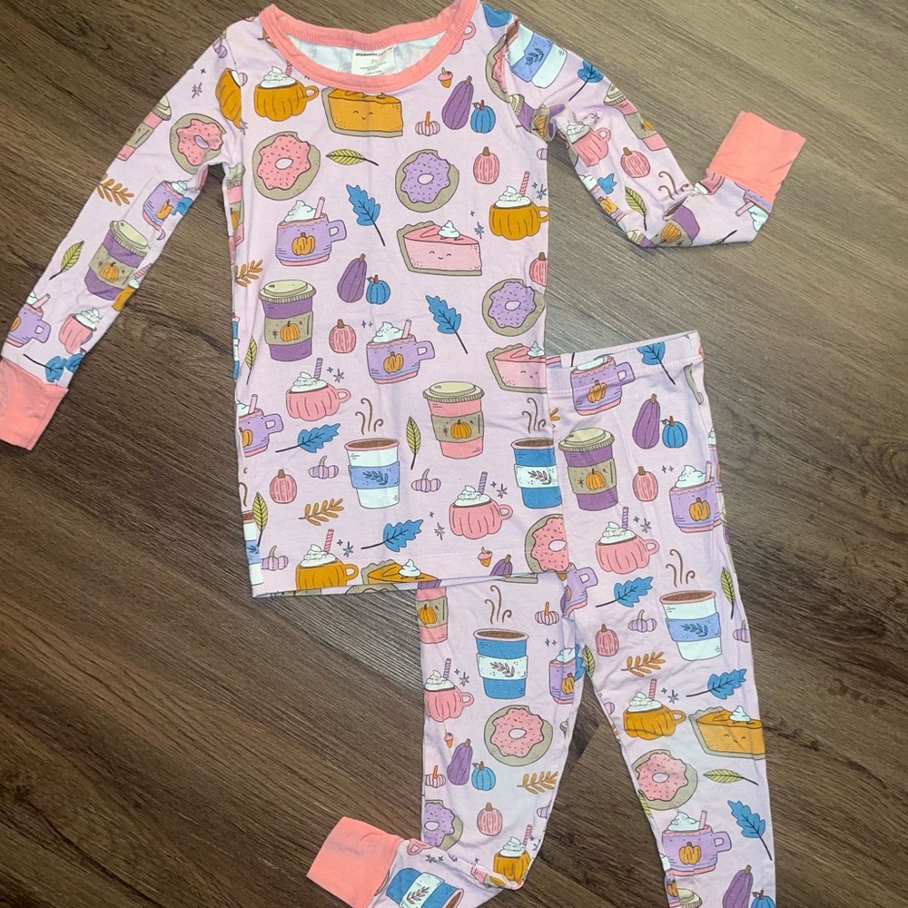 SpearmintLOVE Long Sleeve Pumpkin Spice Latte Pink PJ set (3T)